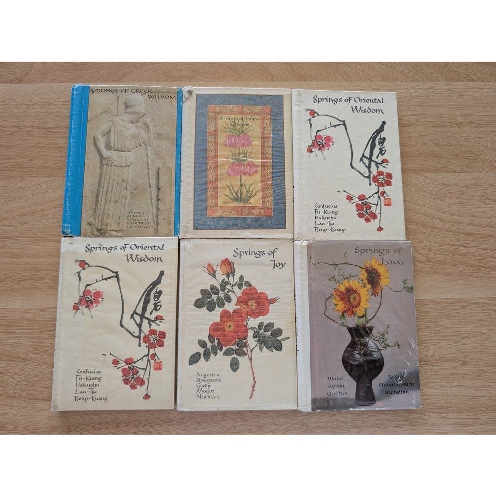 6 Set Vintage Springs of Wisdom Book Volumes Greek Indian Oriental Joy Love
